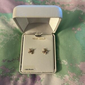 14 KT. Gold Cubic Zirconia Butterly Earrings